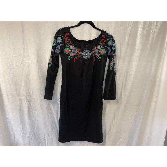 Johnny Was JWLA Black Embroidered Dress Long Sleeve Womens Small Cowgirl Western - Picture 1 of 6